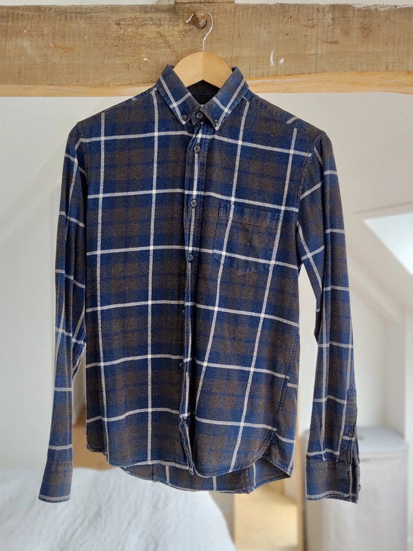 Chemise BonneGueule x Drapeau Noir à carreaux bleus gris et blancs