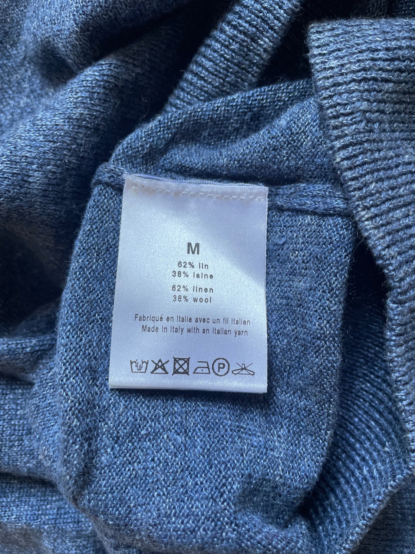 Cardigan lin laine bleu chiné