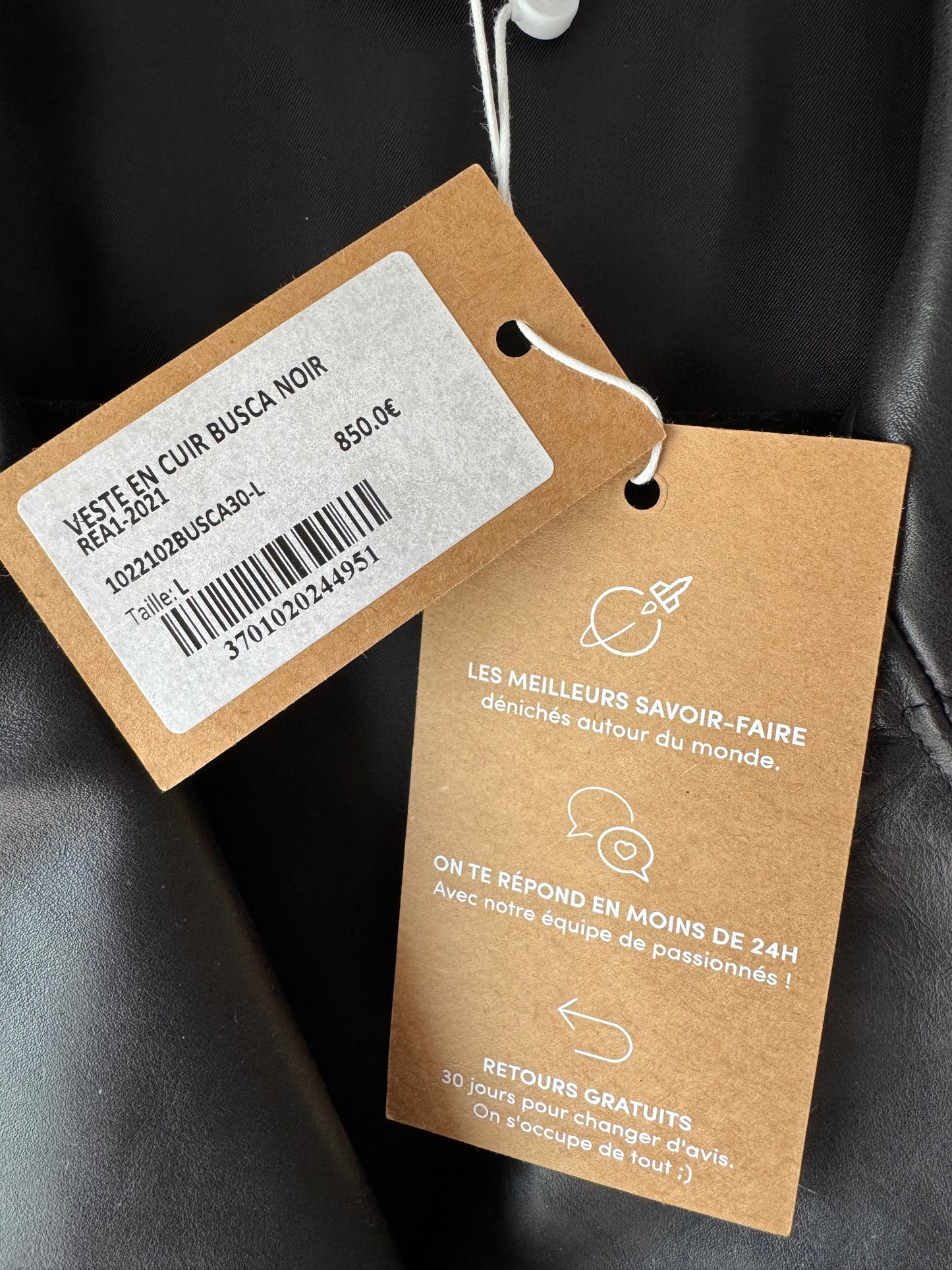 Veste en cuir Busca noir