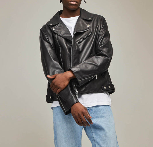 Veste en cuir Busca noir