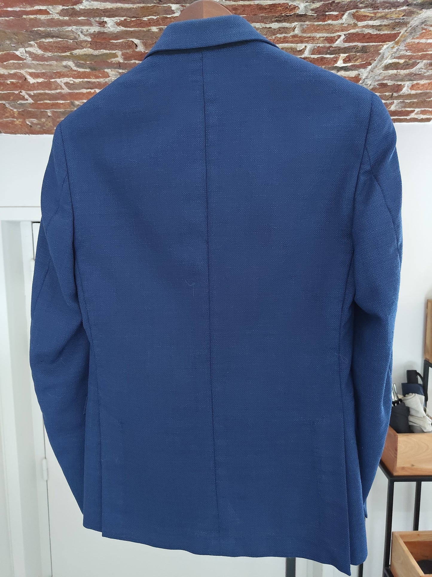 Veste bleue en mesh de laine