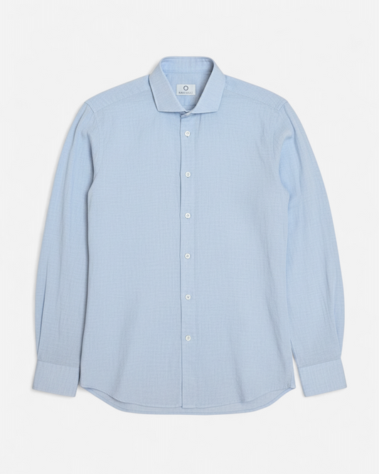 Chemise légère bleue Lin/Cotton tissu italien de chez Mason