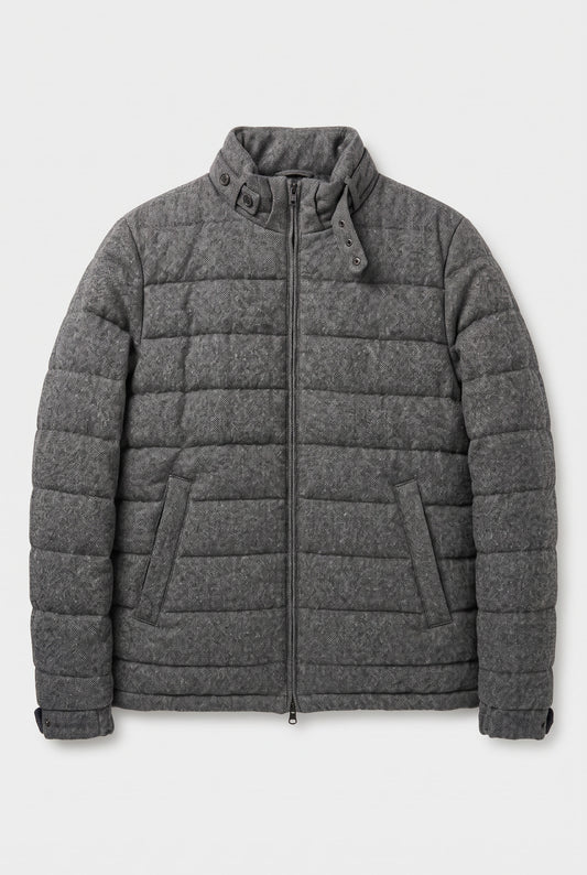 BLOUSON MATELASSE GRIS EN TISSU