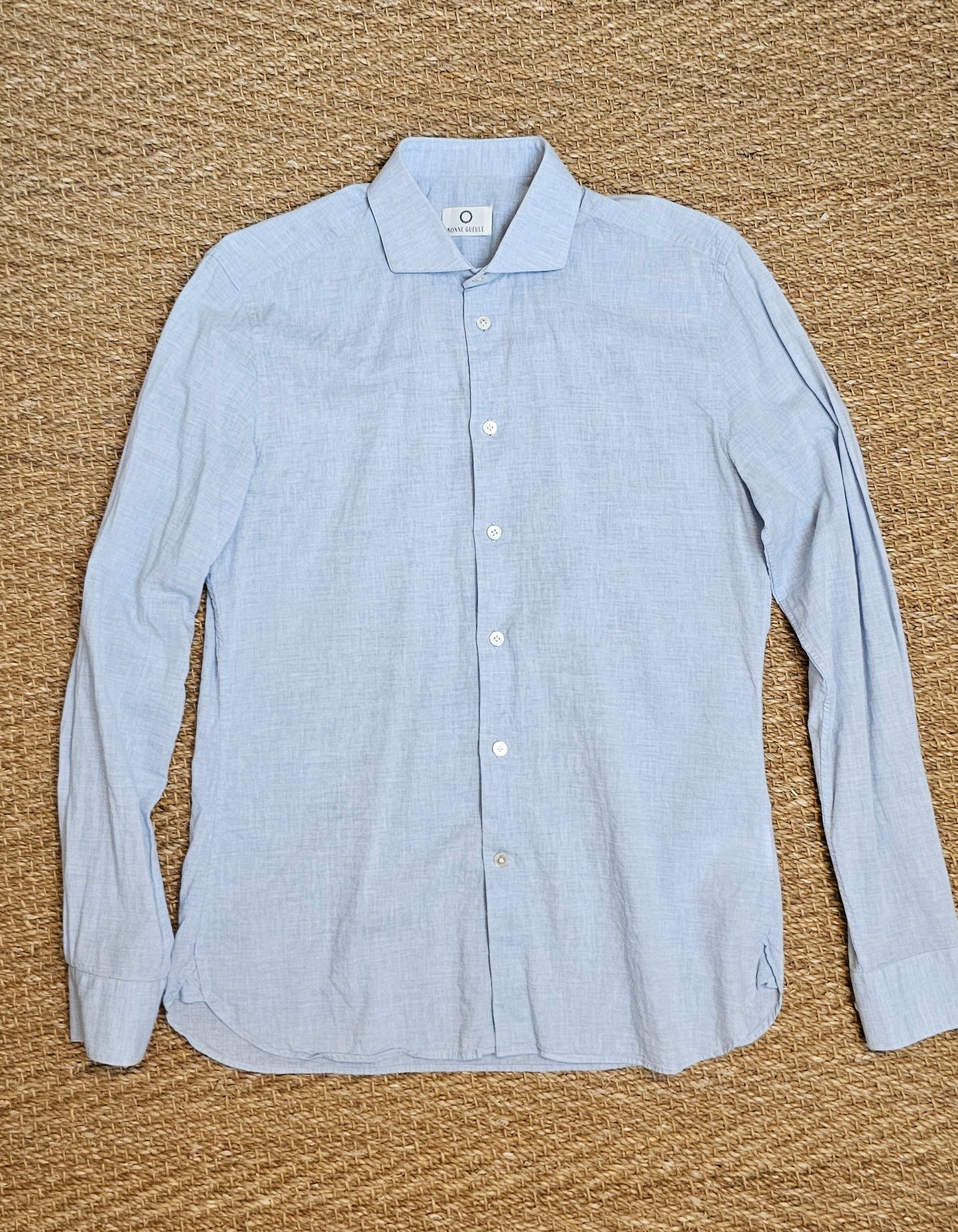 Chemise légère bleue Lin/Cotton tissu italien de chez Mason