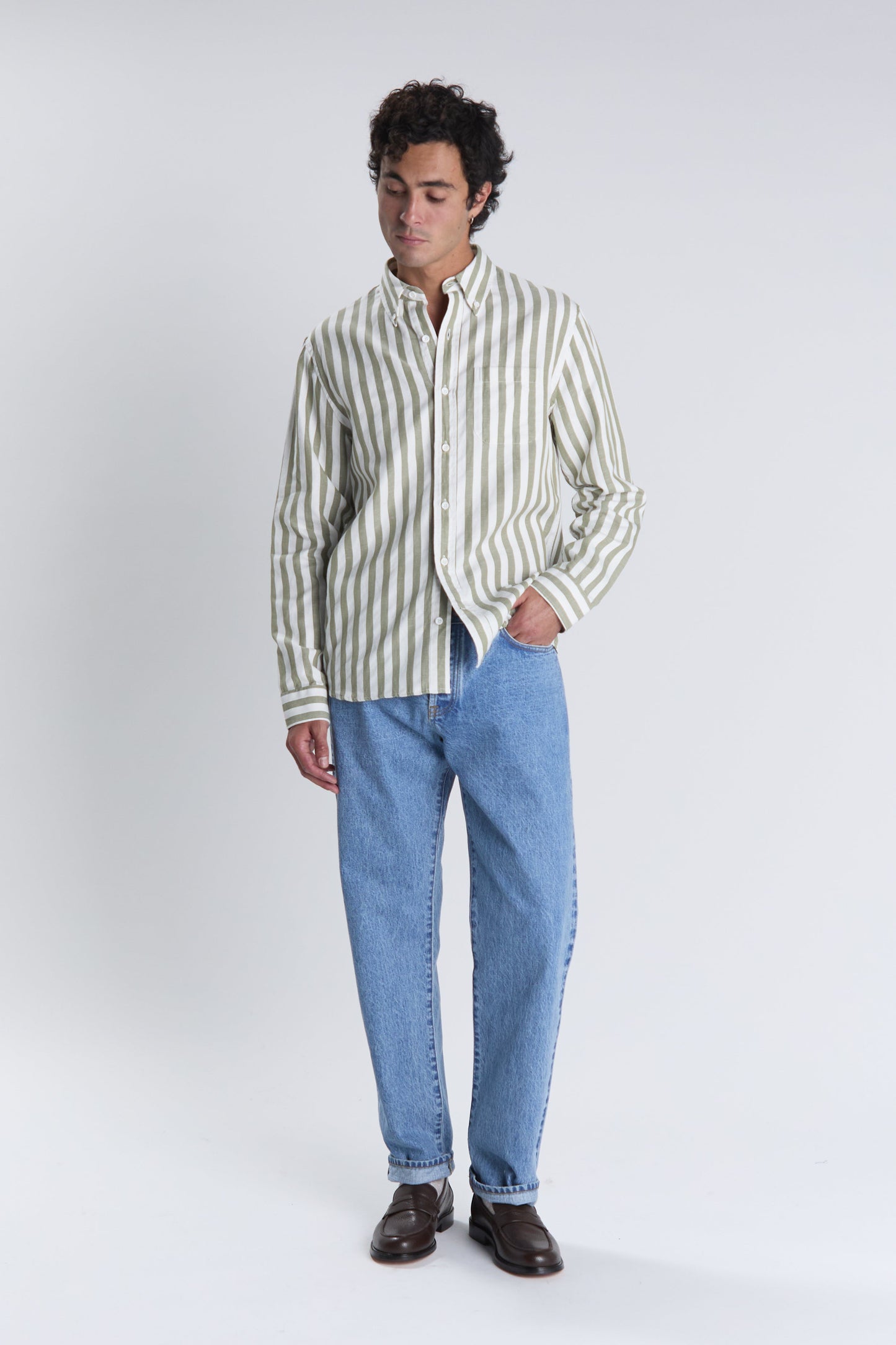 Chemise Calvi kaki blanc