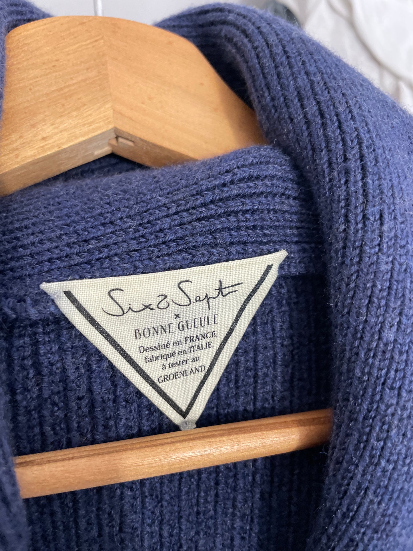 Cardigan laine mérinos bleu