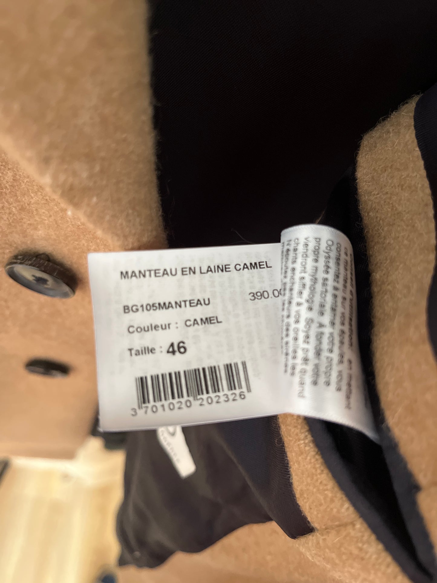 Manteau en laine camel