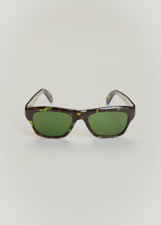 Lunettes Cain écaille verte, verre foncé